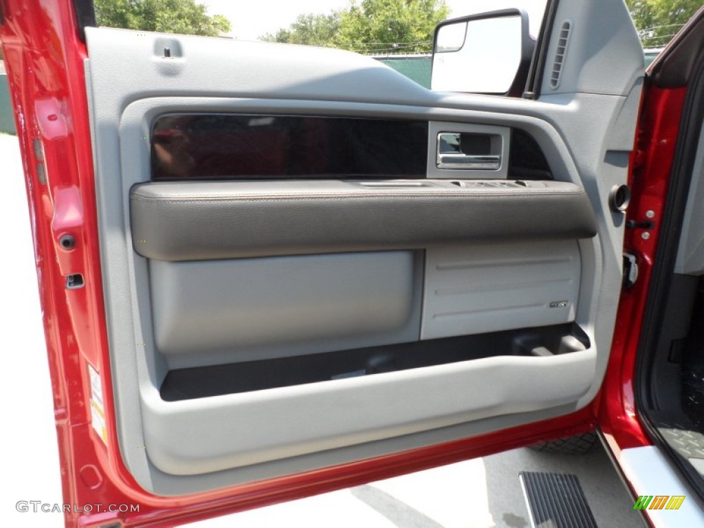 2012 Ford F150 Platinum SuperCrew 4x4 Platinum Steel Gray/Black Leather Door Panel Photo #66250760