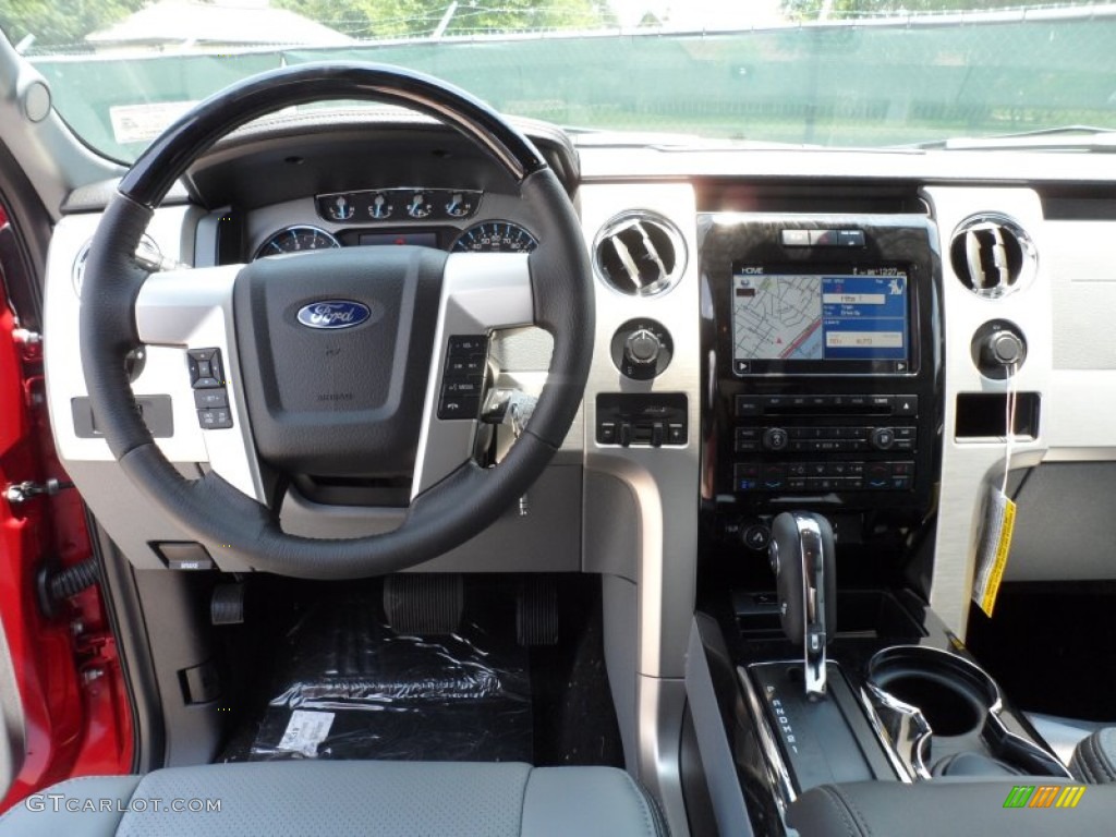 2012 Ford F150 Platinum SuperCrew 4x4 Platinum Steel Gray/Black Leather Dashboard Photo #66250804