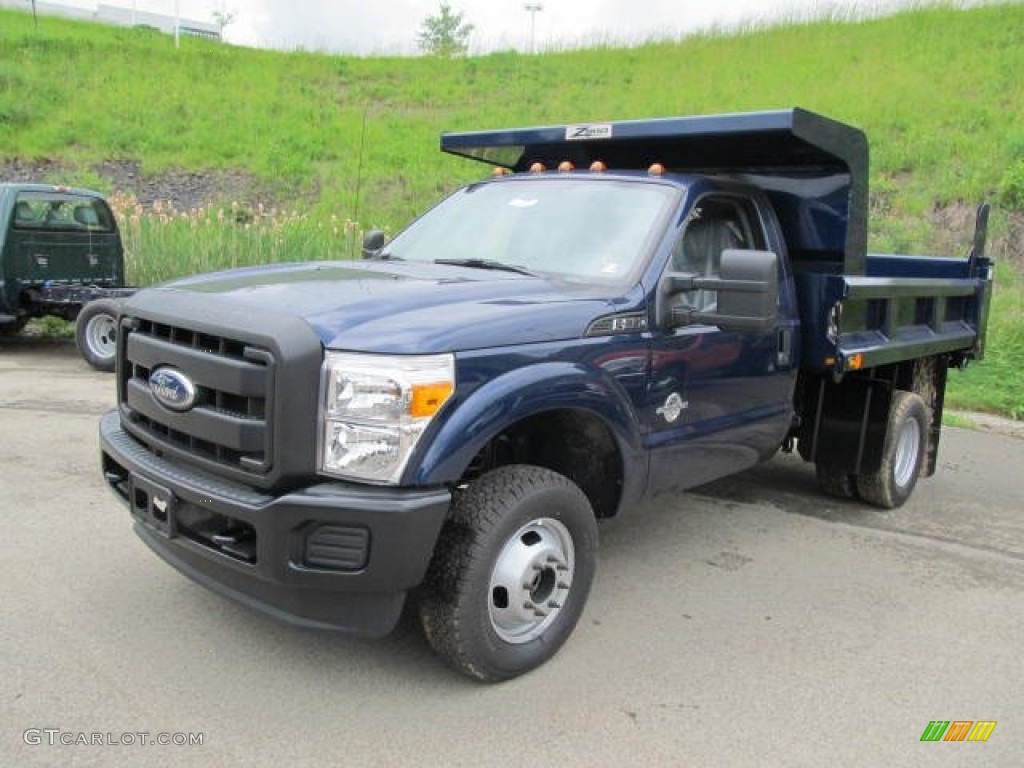 2011 F350 Super Duty XL Regular Cab 4x4 Chassis Dump Truck - Dark Blue Pearl / Steel photo #14