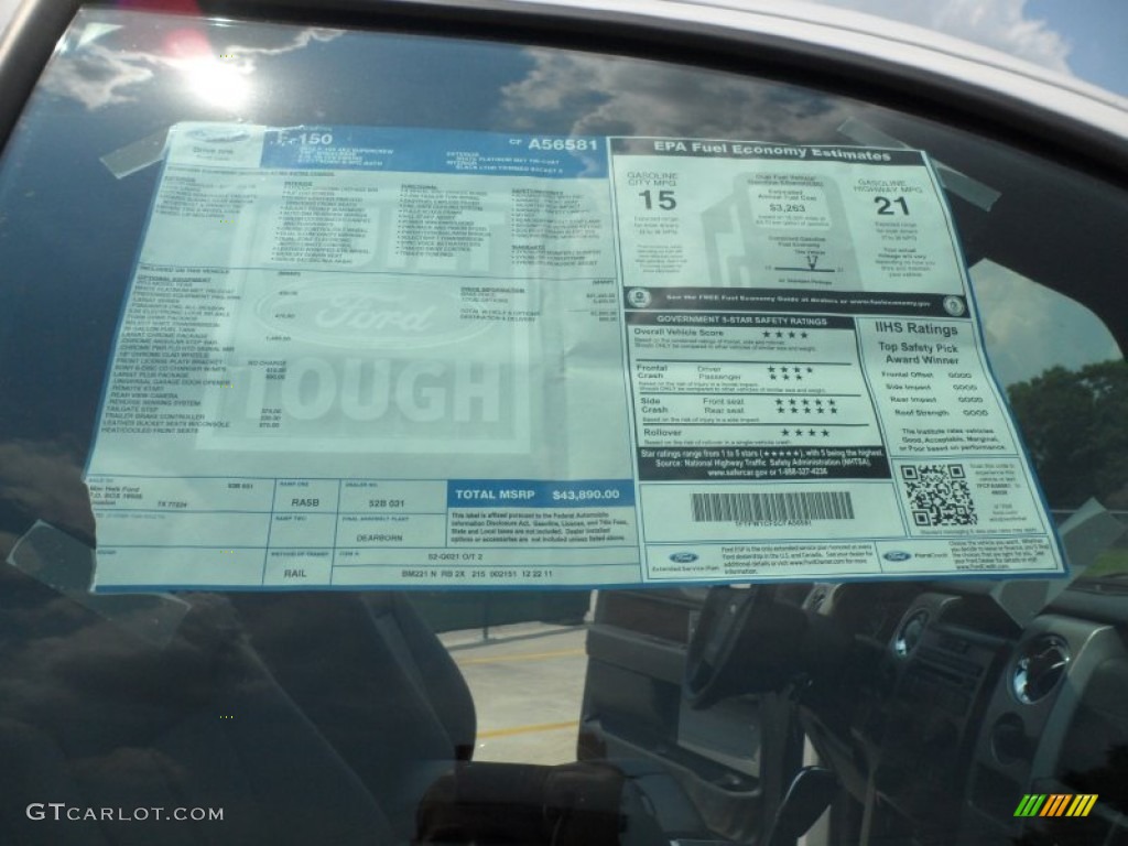 2012 Ford F150 Lariat SuperCrew Window Sticker Photo #66252028