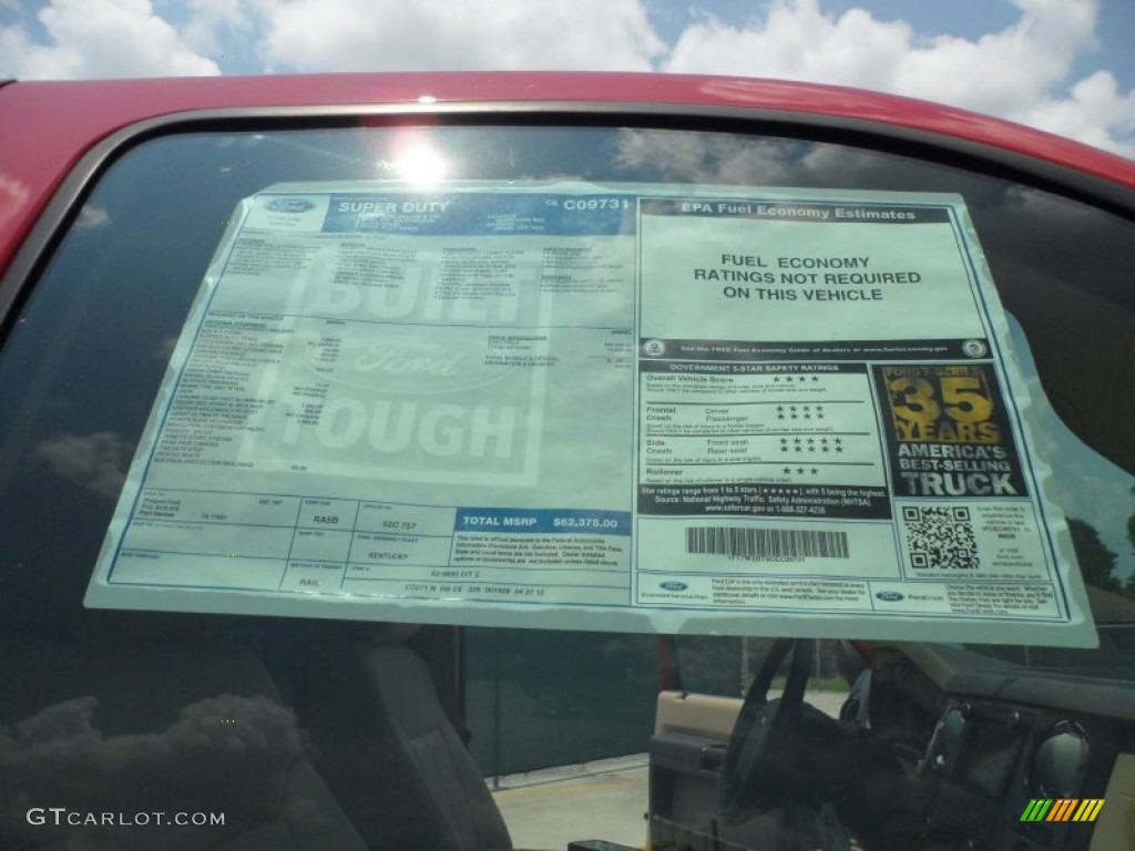2012 Ford F250 Super Duty Lariat Crew Cab 4x4 Window Sticker Photo #66253373