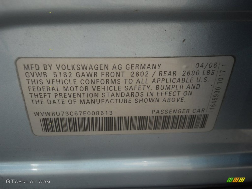 2007 Volkswagen Passat 3.6 4Motion Wagon Info Tag Photos