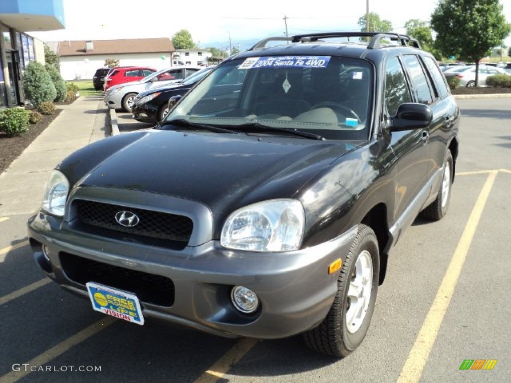 2004 Santa Fe GLS 4WD - Black Obsidian / Gray photo #1