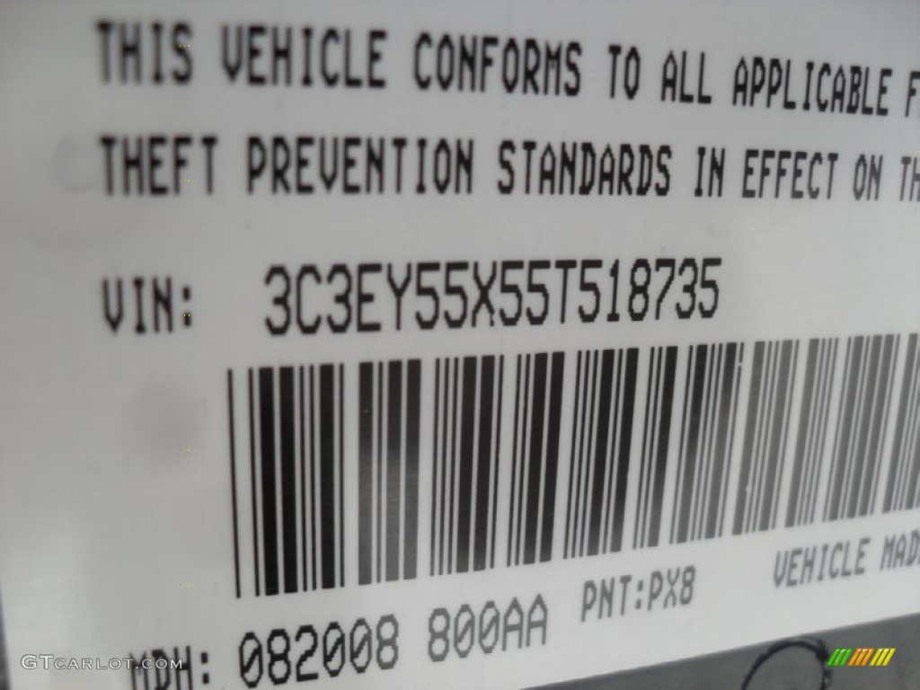 2005 Chrysler PT Cruiser Touring Convertible Color Code Photos