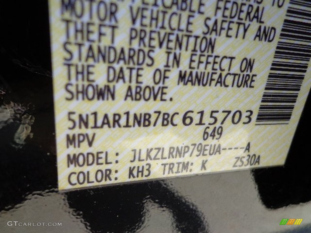 2011 Nissan Pathfinder S 4x4 Color Code Photos