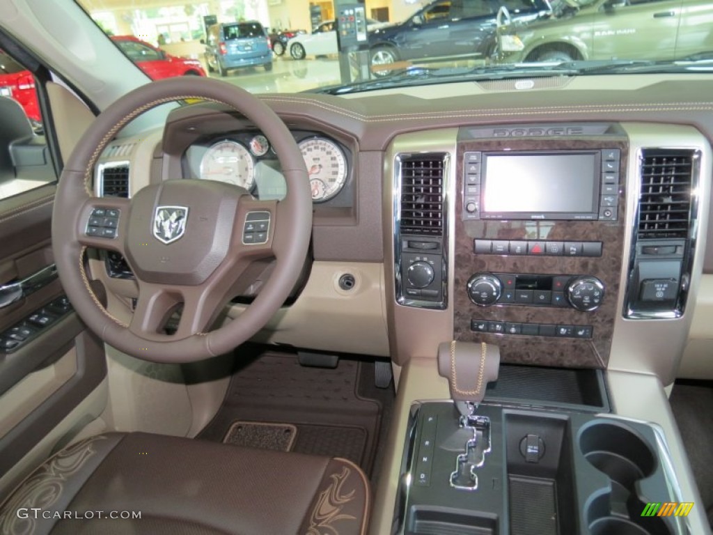 2012 Dodge Ram 1500 Laramie Longhorn Crew Cab 4x4 Light Pebble Beige/Bark Brown Dashboard Photo #66267738