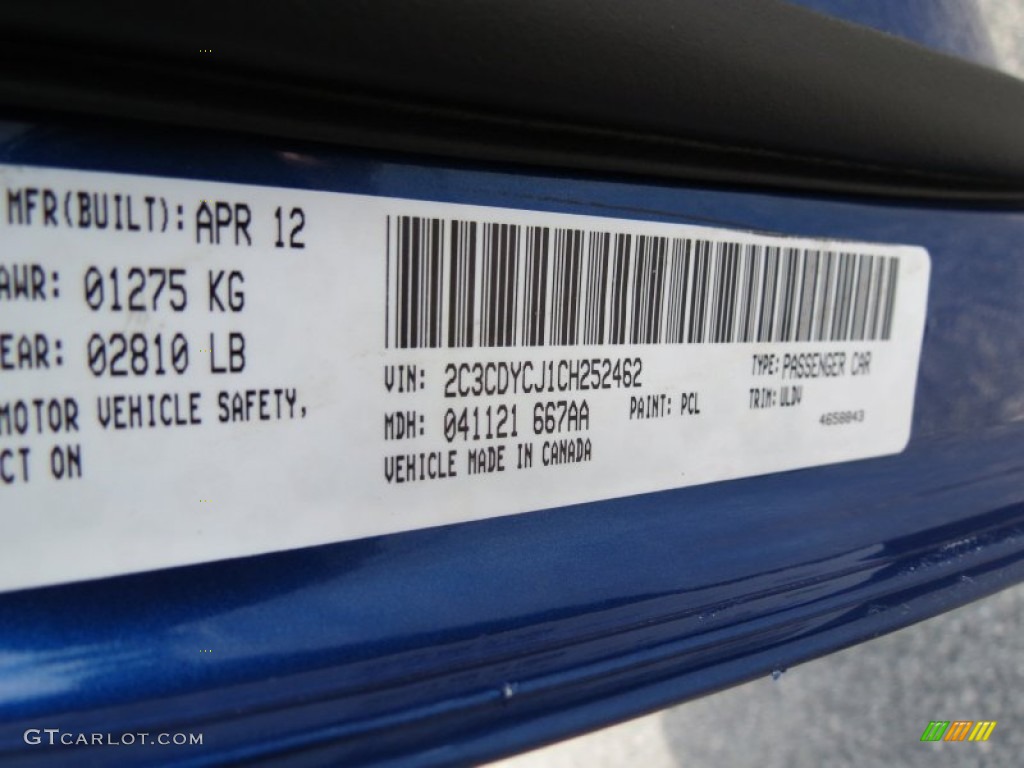 2012 Challenger Color Code PCL for Blue Streak Pearl Photo #66268275