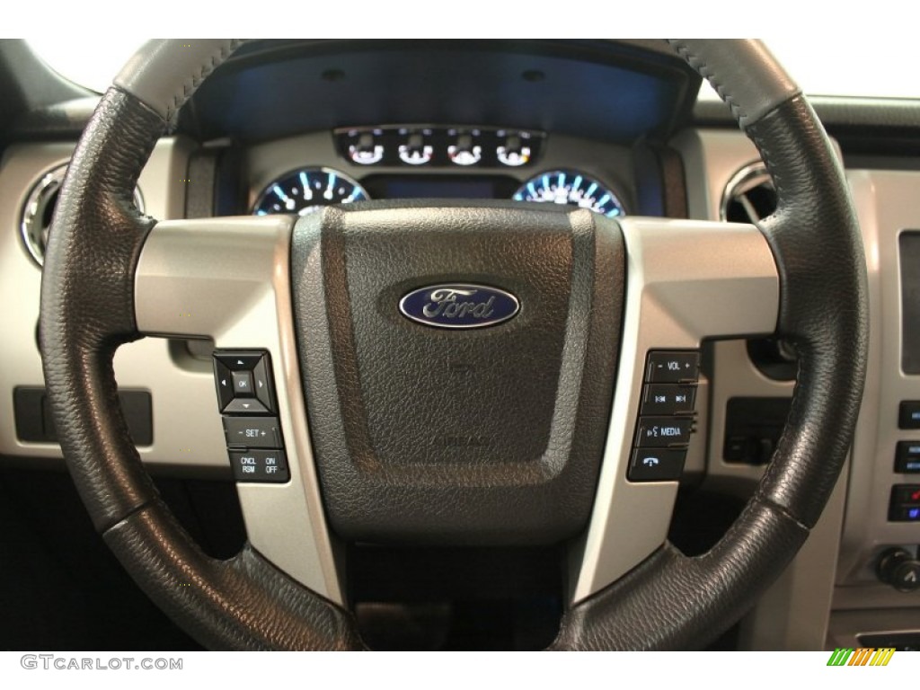 2011 Ford F150 Limited SuperCrew 4x4 Steel Gray/Black Steering Wheel Photo #66270595
