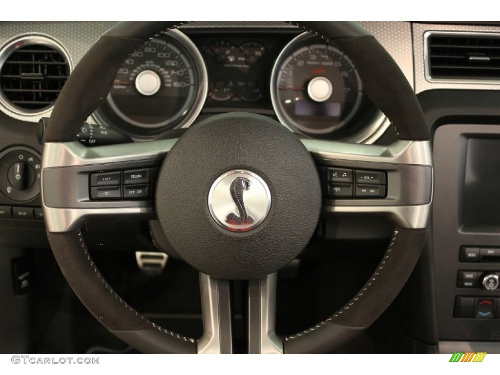 2012 Ford Mustang Shelby GT500 SVT Performance Package Convertible Charcoal Black/Red Steering Wheel Photo #66270841