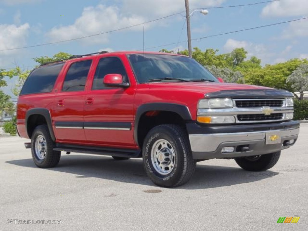 2002 Suburban 2500 LS - Victory Red / Graphite/Medium Gray photo #1