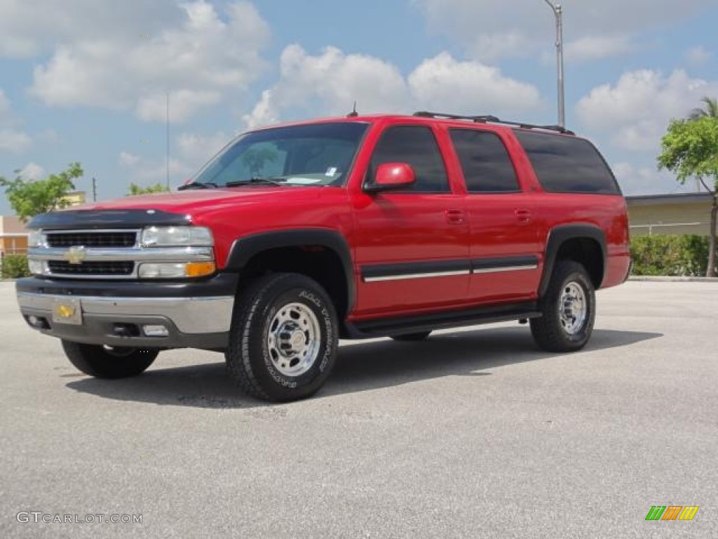 2002 Suburban 2500 LS - Victory Red / Graphite/Medium Gray photo #7