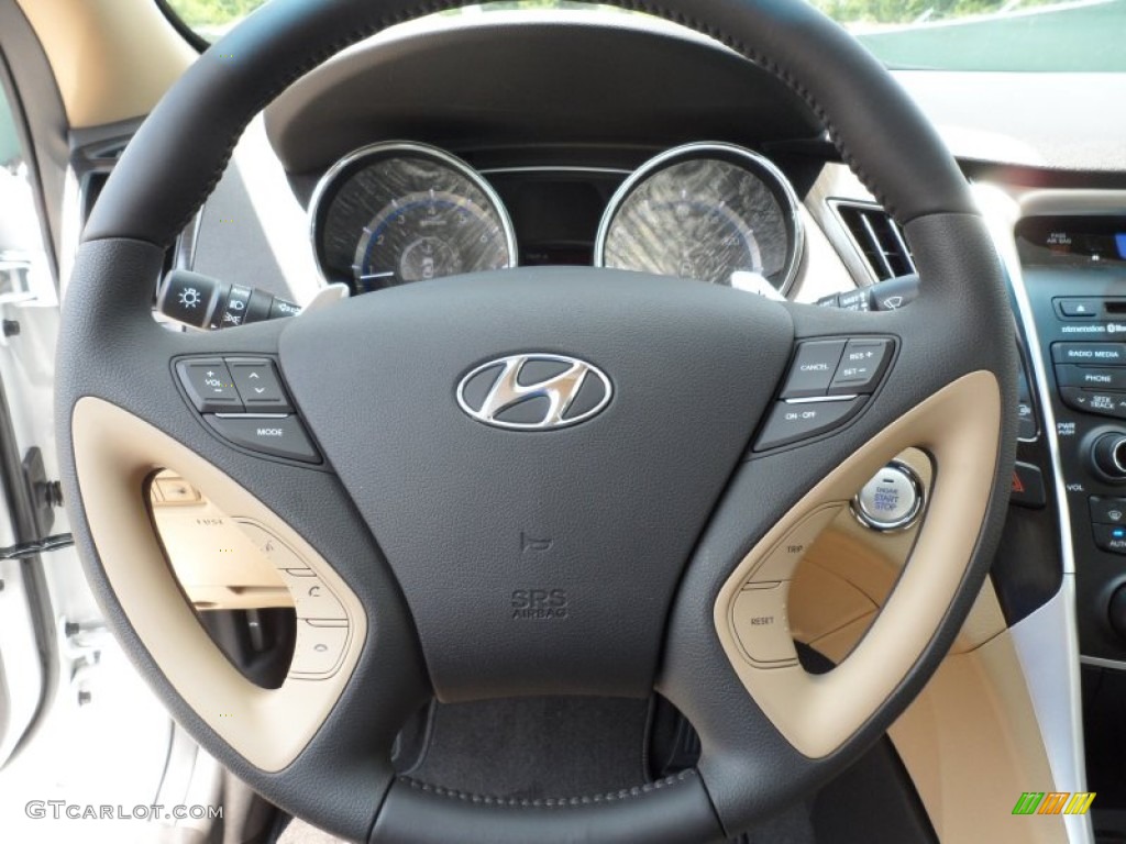 2013 Hyundai Sonata Limited 2.0T Camel Steering Wheel Photo #66275430