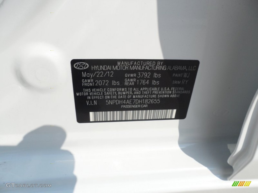 2013 Elantra Limited - Shimmering White / Black photo #36
