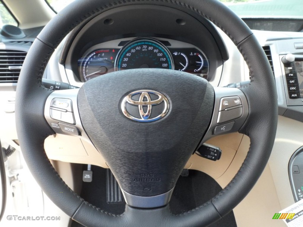 2012 Toyota Venza Limited Ivory Steering Wheel Photo #66278301
