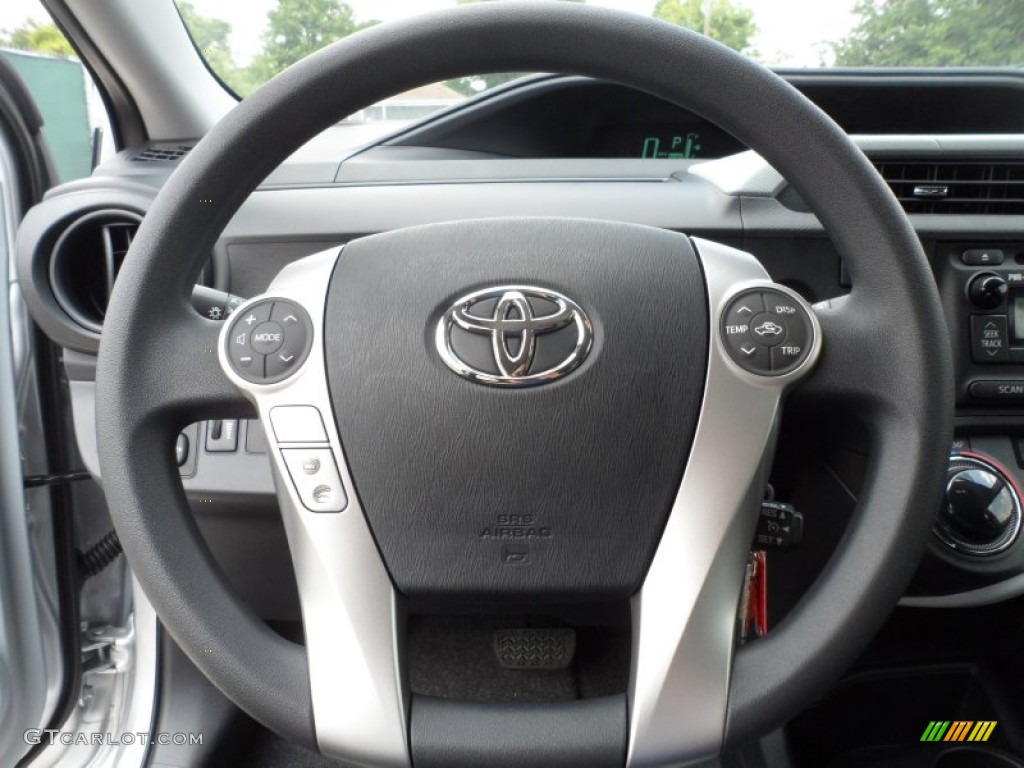 2012 Toyota Prius c Hybrid Two Light Blue Gray/Black Steering Wheel Photo #66279906
