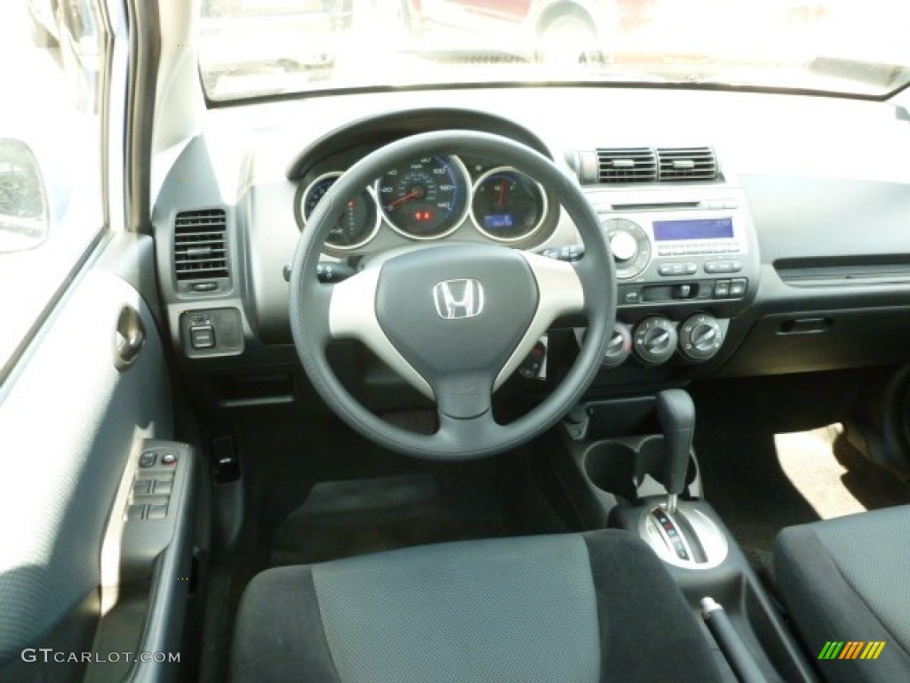 2008 Honda Fit Hatchback Black/Grey Dashboard Photo #66280410