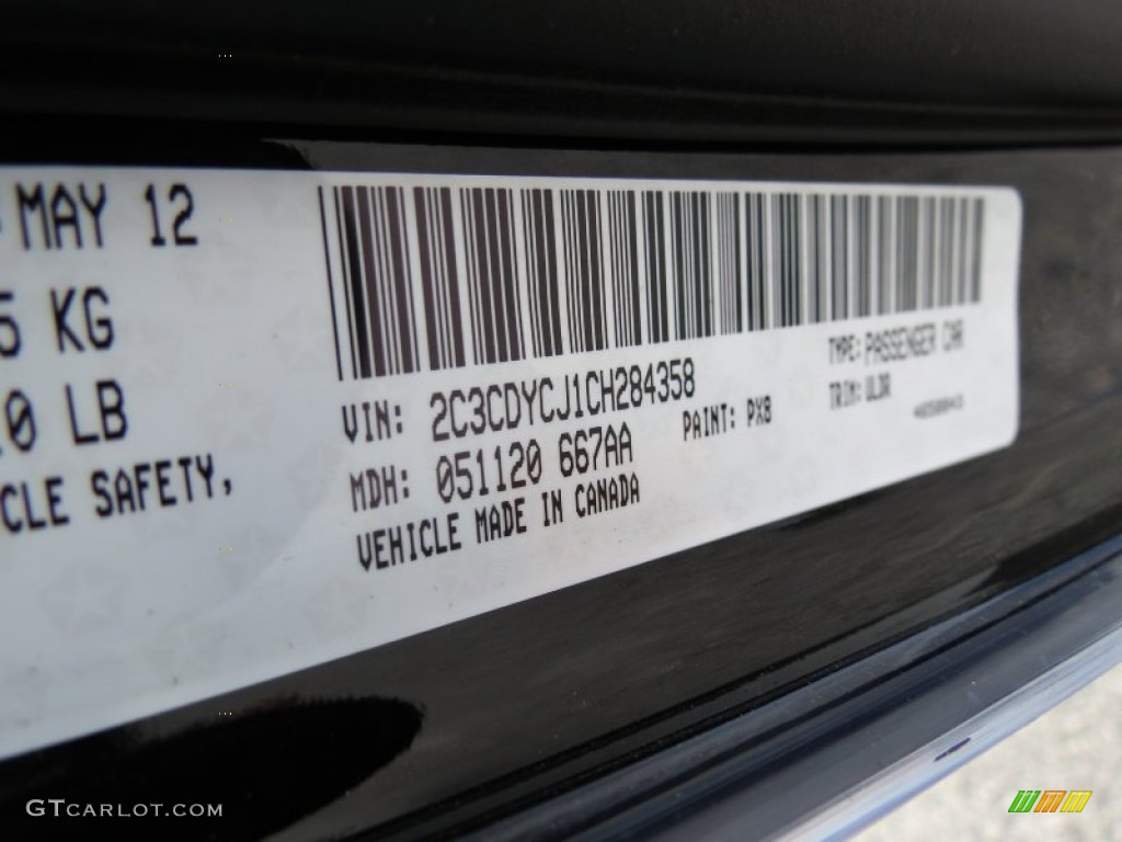 2012 Challenger Color Code PX8 for Pitch Black Photo #66282594