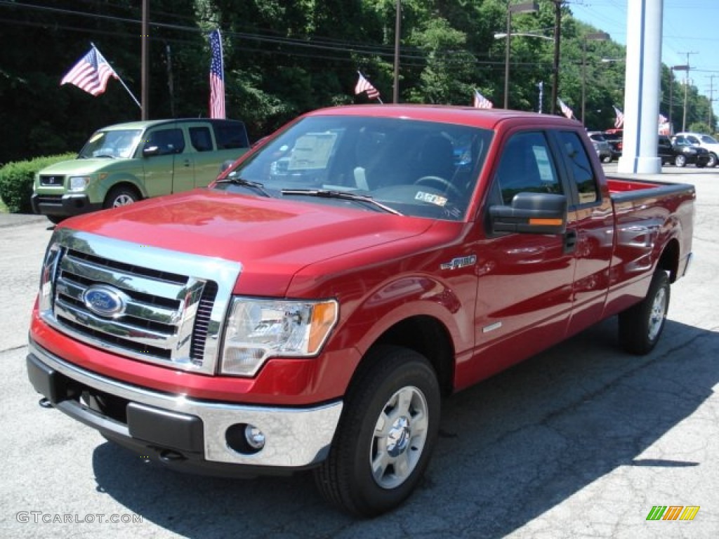 2012 F150 XLT SuperCab 4x4 - Red Candy Metallic / Steel Gray photo #4