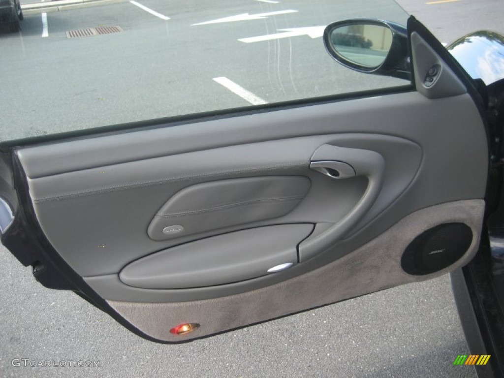 2002 Porsche 911 Turbo Coupe Graphite Grey Door Panel Photo #66285846