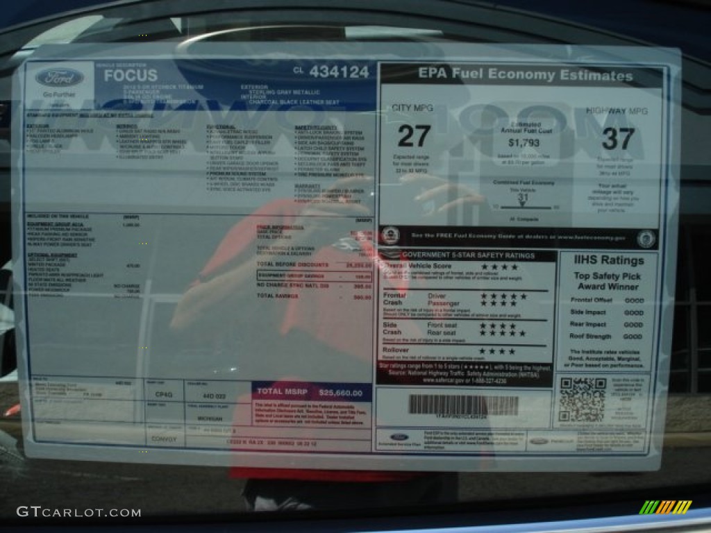 2012 Ford Focus Titanium 5-Door Window Sticker Photo #66286488