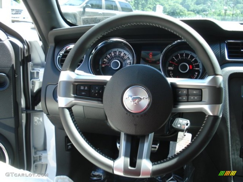 2013 Ford Mustang GT/CS California Special Convertible California Special Charcoal Black/Miko-suede Inserts Steering Wheel Photo #66286638
