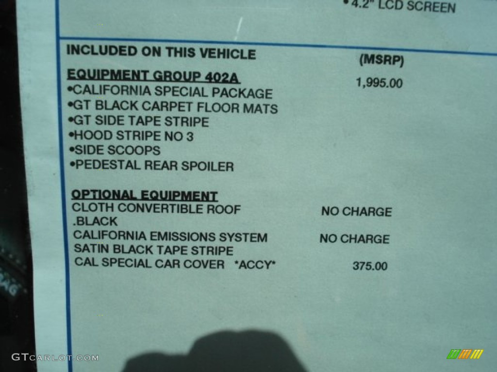 2013 Ford Mustang GT/CS California Special Convertible Window Sticker Photos
