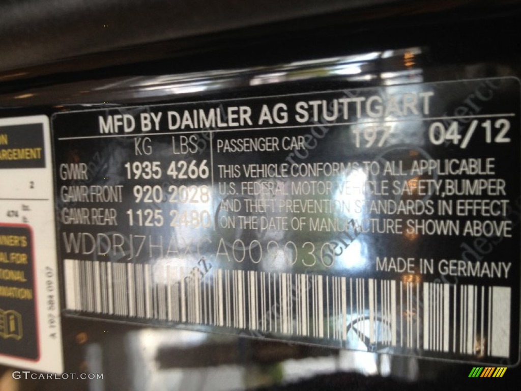 2012 SLS Color Code 197 for Obsidian Black Metallic Photo #66287895