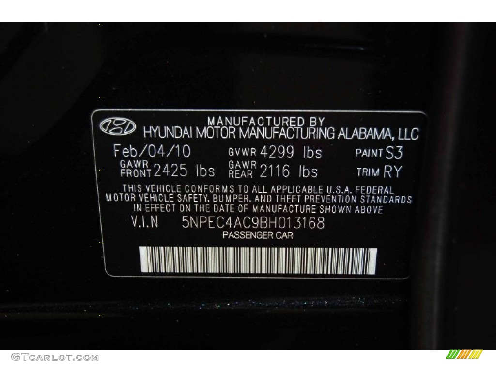 2011 Sonata SE - Midnight Black / Black photo #12