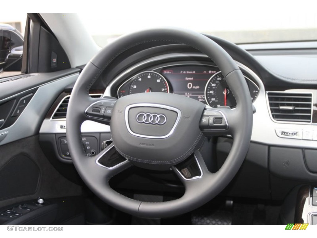 2013 Audi A8 3.0T quattro Black Steering Wheel Photo #66300581