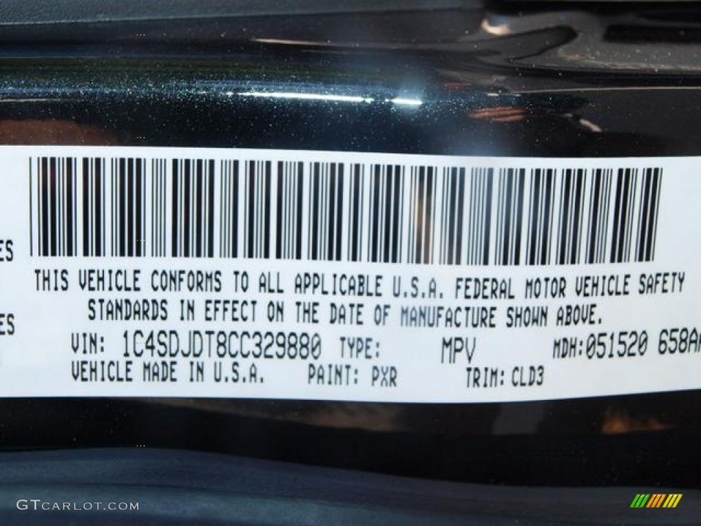 2012 Durango Color Code PXR for Brilliant Black Crystal Pearl Photo #66311045