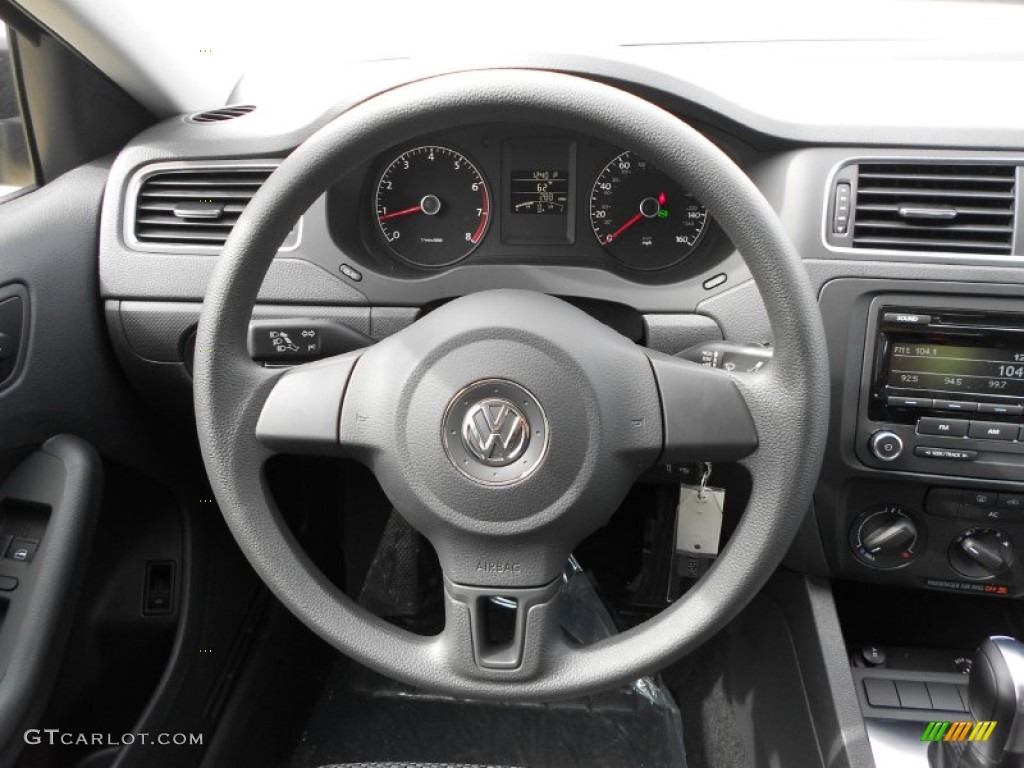 2012 Volkswagen Jetta S Sedan Titan Black Steering Wheel Photo #66313421