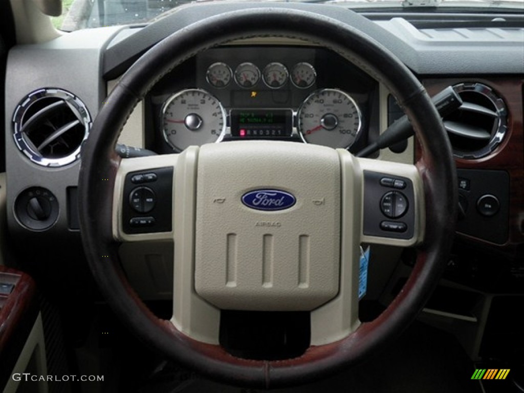 2008 Ford F350 Super Duty King Ranch Crew Cab 4x4 Chaparral Brown Steering Wheel Photo #66314046