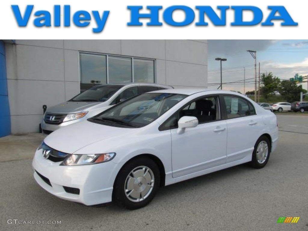 2009 Civic Hybrid Sedan - Spectrum White Pearl / Blue photo #1