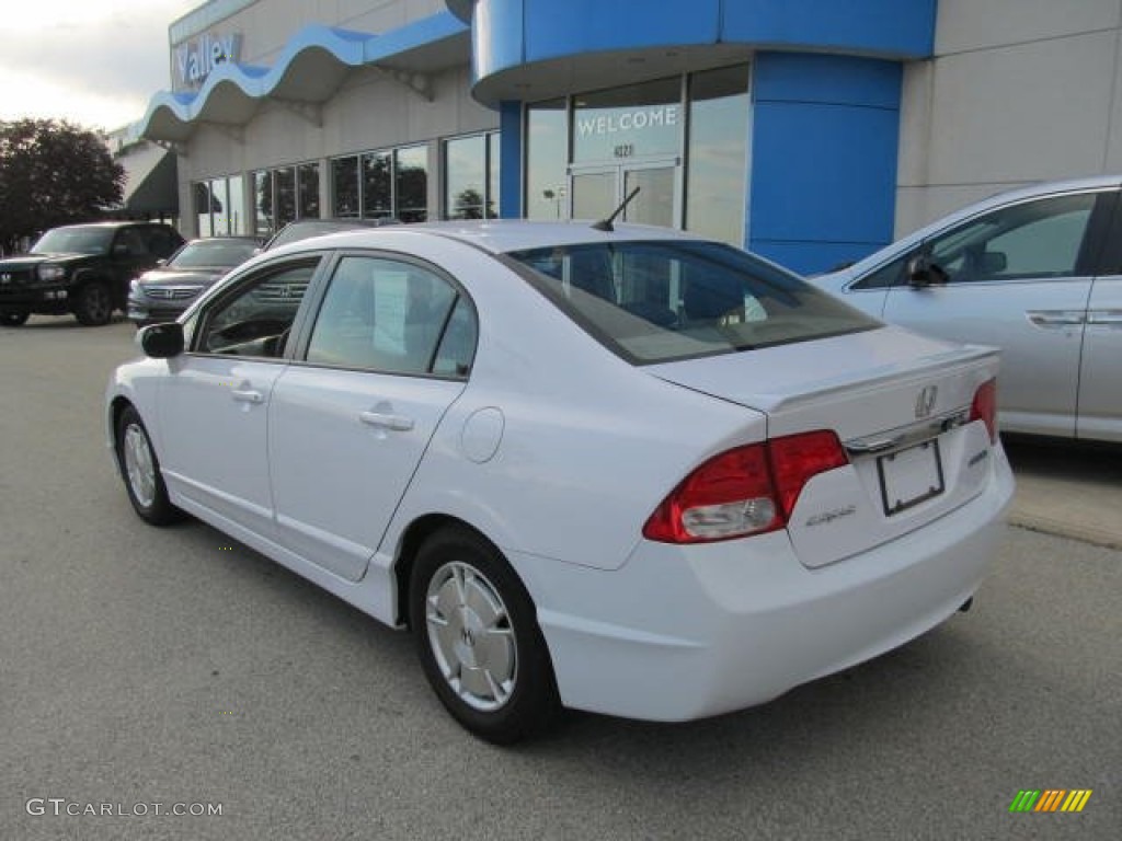 2009 Civic Hybrid Sedan - Spectrum White Pearl / Blue photo #3