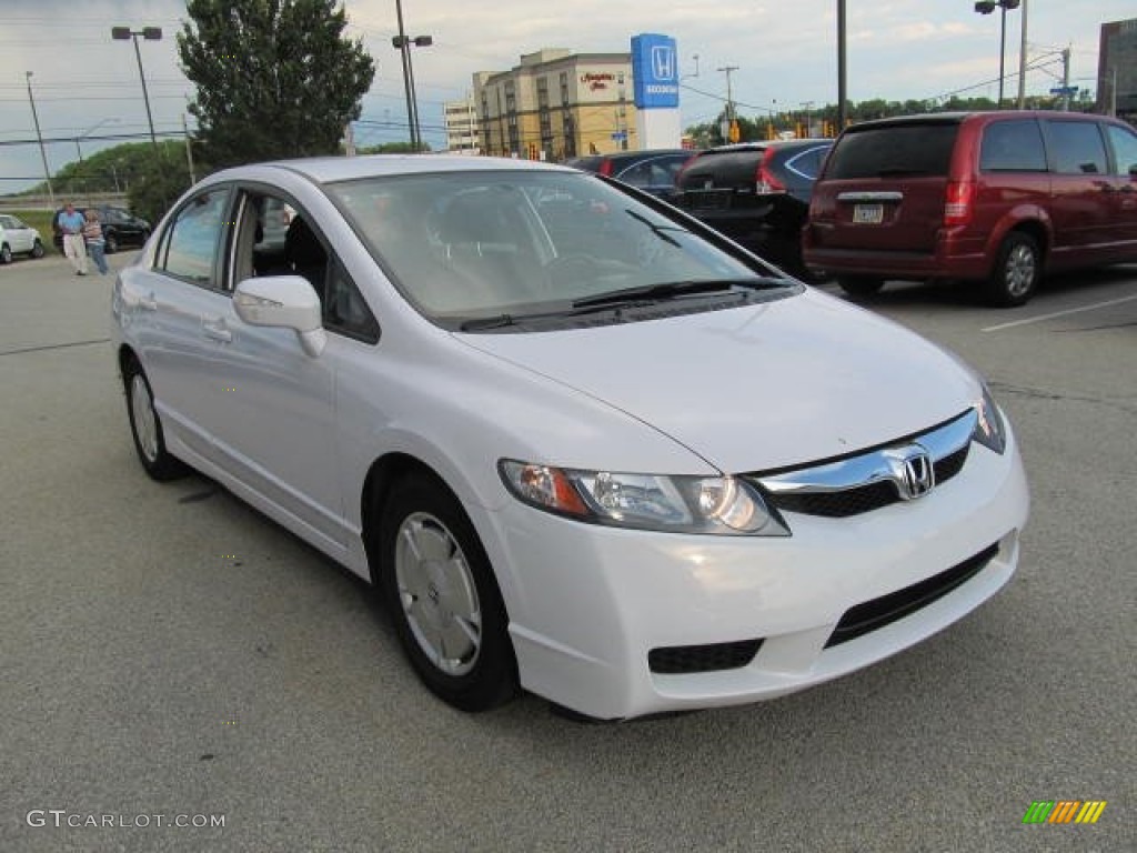 2009 Civic Hybrid Sedan - Spectrum White Pearl / Blue photo #5