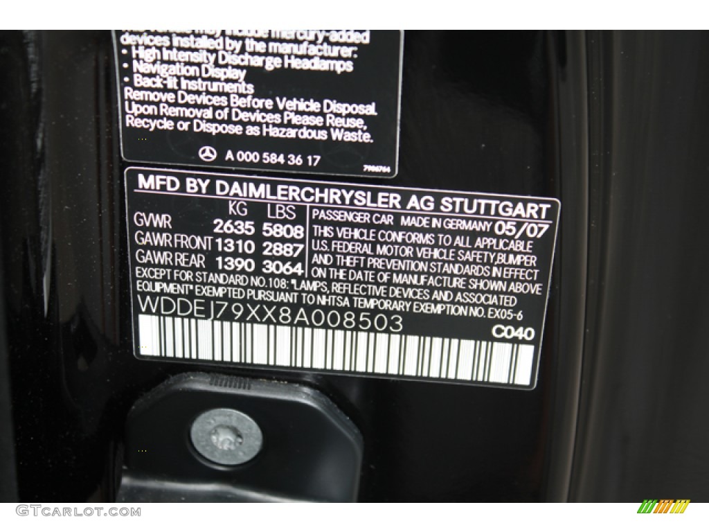 2008 CL Color Code 040 for Black Photo #66314856