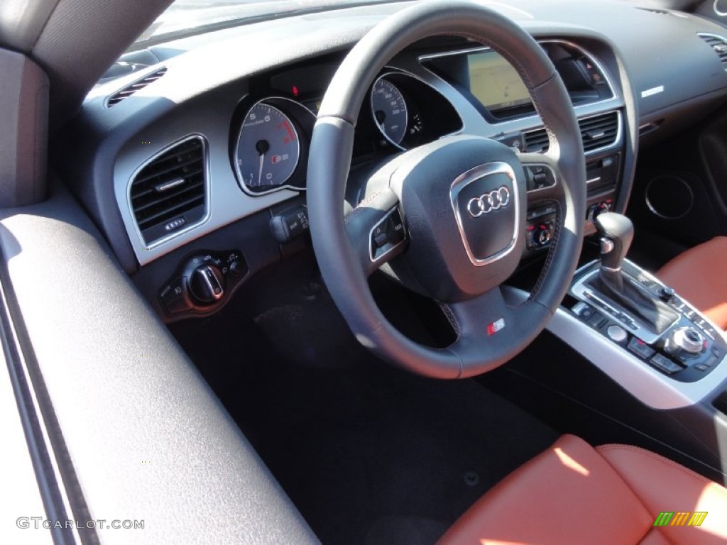 2011 Audi S5 4.2 FSI quattro Coupe Tuscan Brown Milano Leather Steering Wheel Photo #66321462