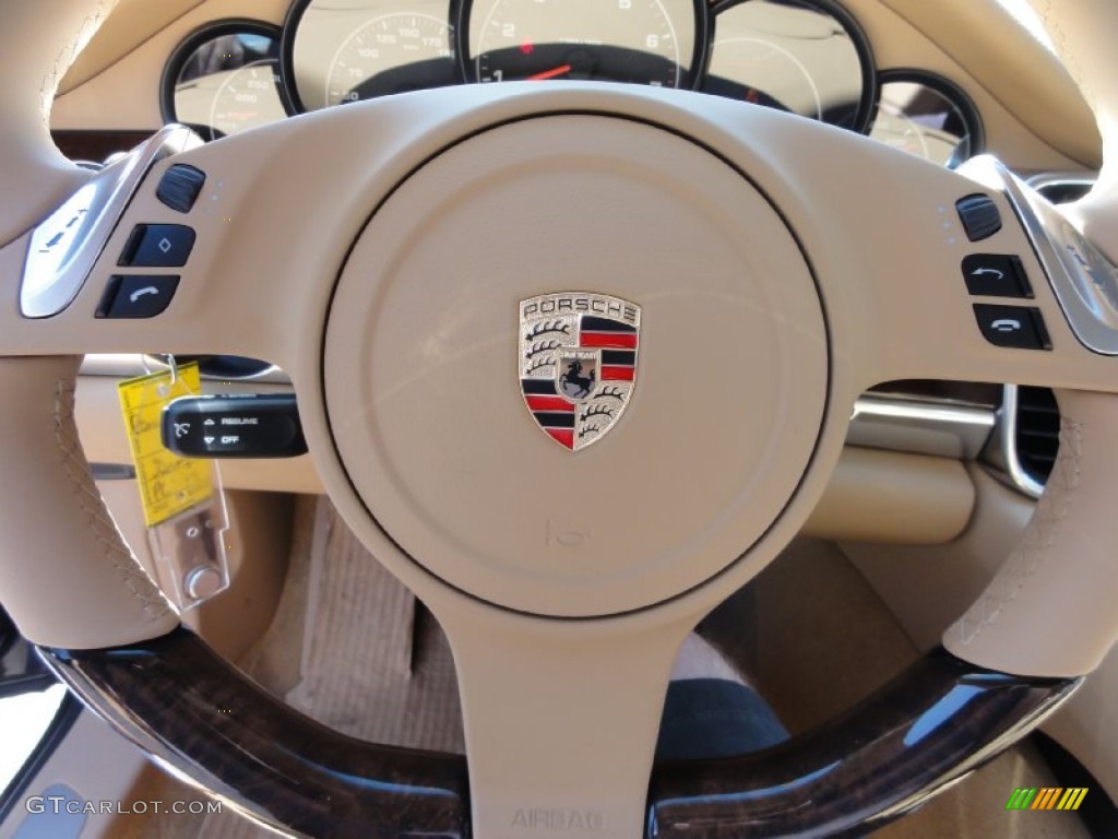 2012 Porsche Panamera 4 Luxor Beige Steering Wheel Photo #66323574