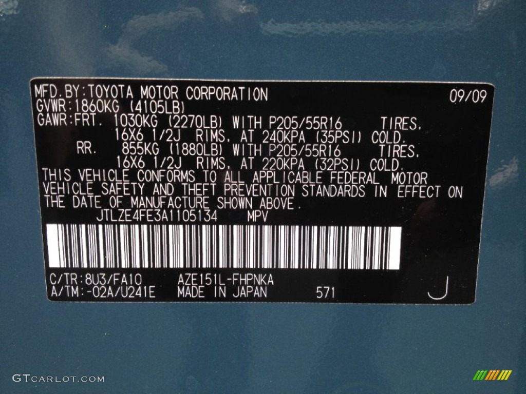 2010 xB Color Code 8U3 for Hypnotic Teal Mica Photo #66324072