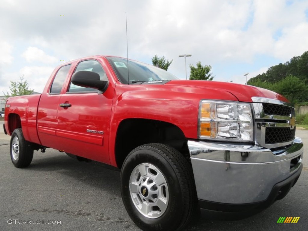 Victory Red 2012 Chevrolet Silverado 2500HD LT Extended Cab 4x4 Exterior Photo #66329007