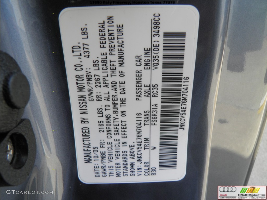 2006 G Color Code B30 for Lakeshore Slate Blue Metallic Photo #66331542
