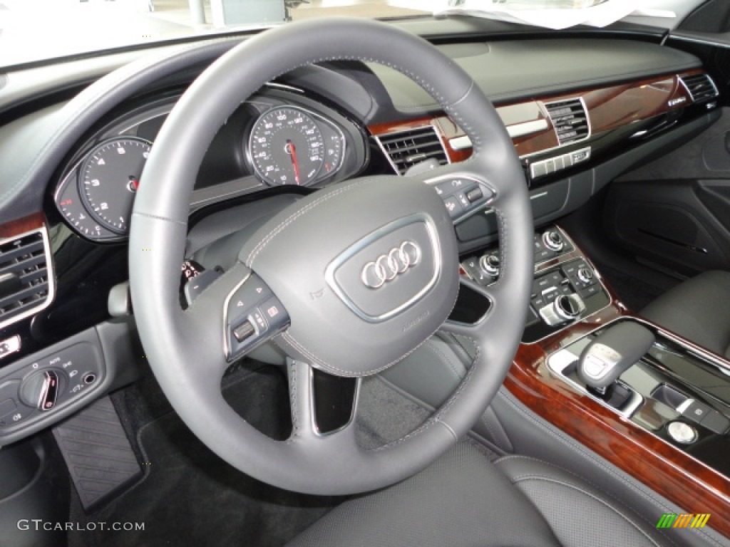 2013 Audi A8 L 3.0T quattro Black Steering Wheel Photo #66332496