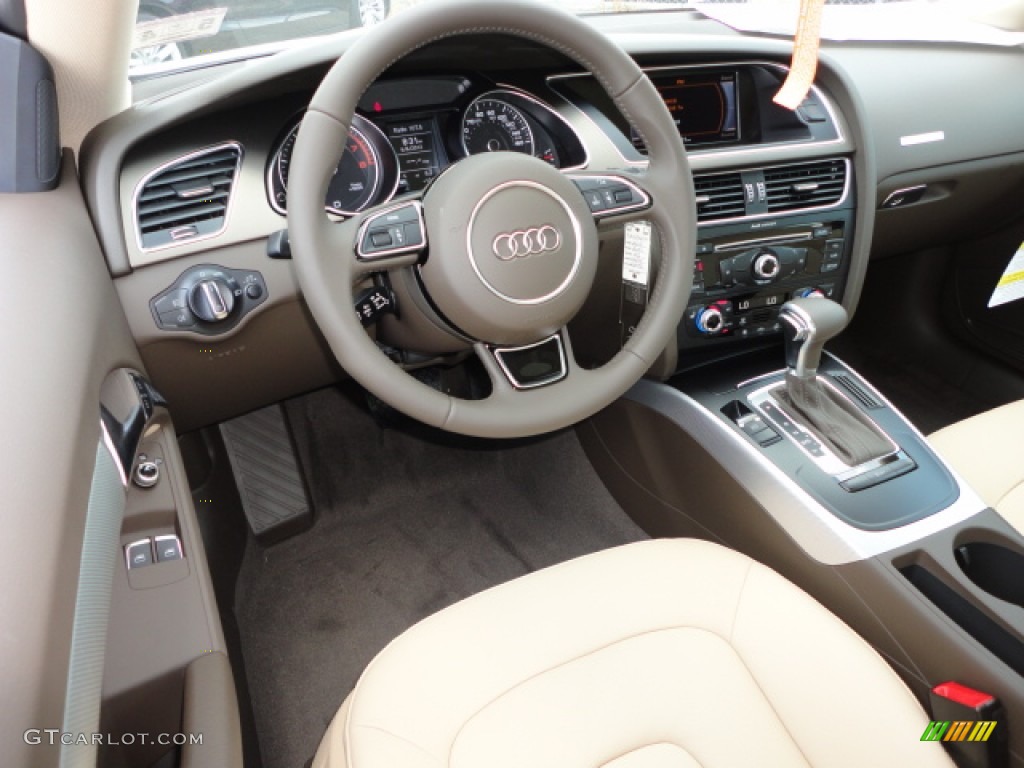 2013 Audi A5 2.0T quattro Coupe Velvet Beige/Moor Brown Dashboard Photo #66332676