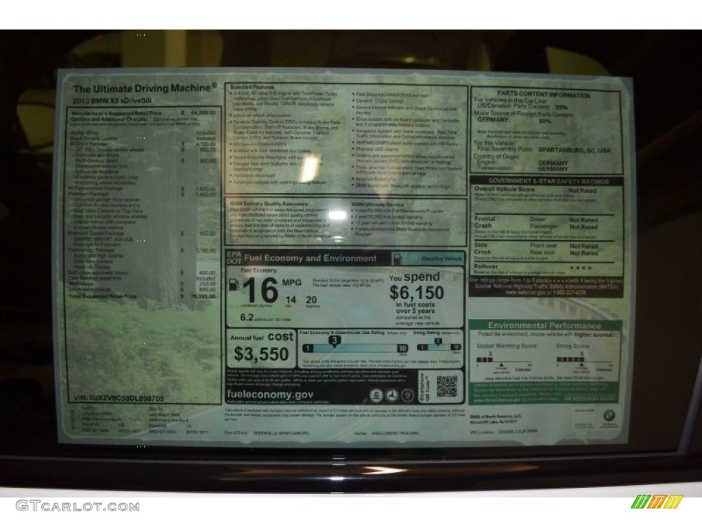 2013 BMW X5 xDrive 50i Window Sticker Photo #66333213