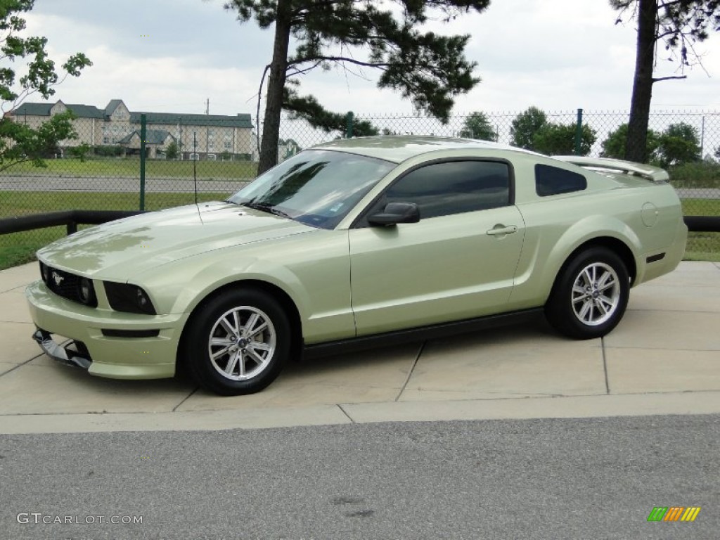 2005 Mustang V6 Deluxe Coupe - Legend Lime Metallic / Dark Charcoal photo #8