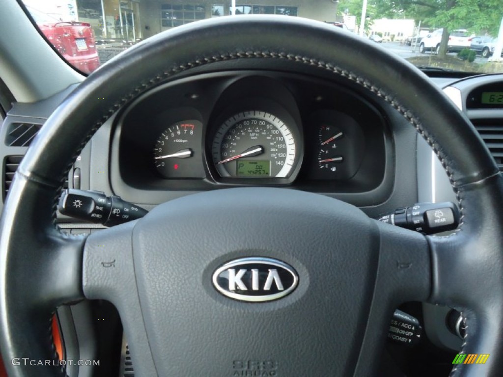 2007 Kia Spectra Spectra5 SX Wagon Black Steering Wheel Photo #66340776
