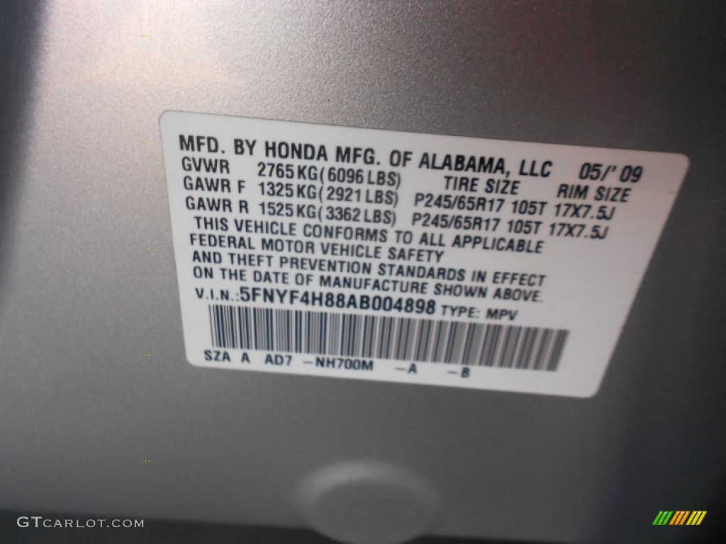 2010 Pilot Touring 4WD - Alabaster Silver Metallic / Black photo #21