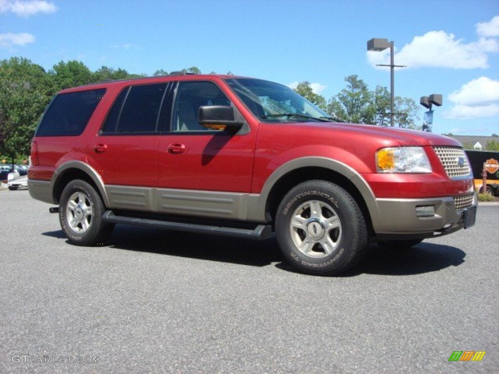 2003 Expedition Eddie Bauer 4x4 - Laser Red Tinted Metallic / Medium Parchment photo #2