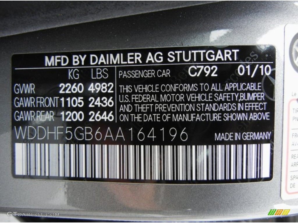 2010 E Color Code 792 for Palladium Silver Metallic Photo #66350756