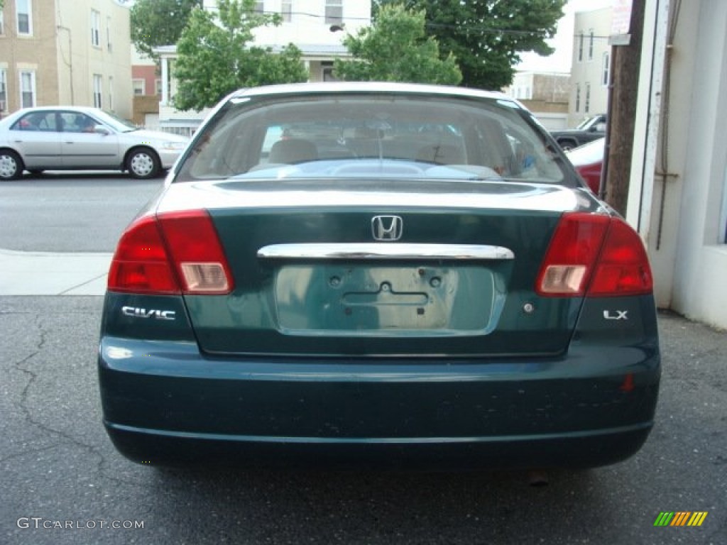 2002 Civic LX Sedan - Clover Green Metallic / Beige photo #5